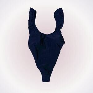 One-Piece Frill Strap Black Bathing Suit | Size S